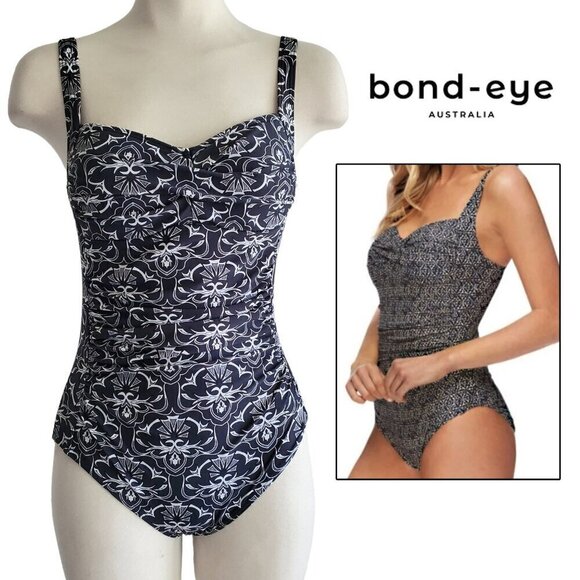 Bond-Eye Australia Navy Blue and White Print Swimsuit Size 4 - Picture 1 of 16